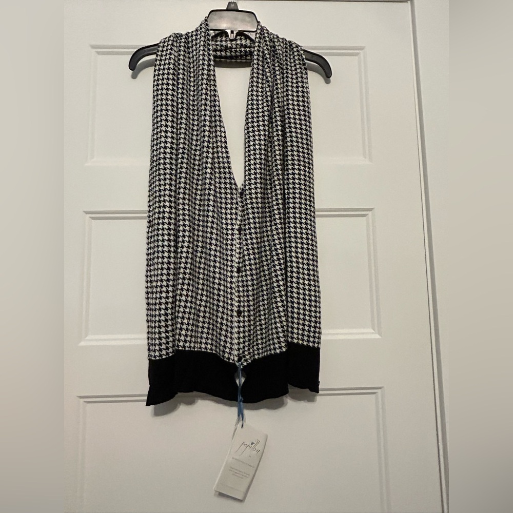 Papillon Black and White Houndstooth Shawl Cardigan Wrap Accessory One Size - Picture 5 of 9